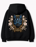 Kitsune Streetwear Hoodie black with blue logo