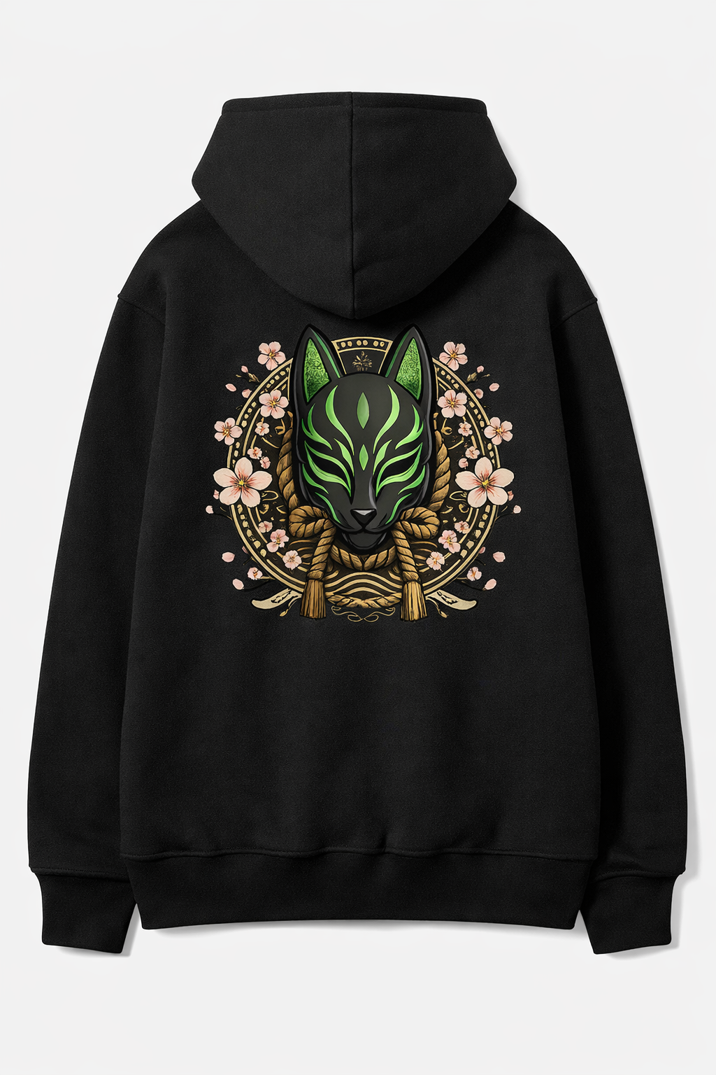 Kitsune Streetwear Hoodie black with green logo